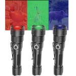 Rechargeable  4 IN 1  Zoomable White/Green/Red/UV Hunting Flashlight