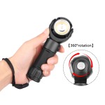 360 degree rotation multicolor Rechargeable flashlight,with magnet,Spot &flood beam,with Red warning