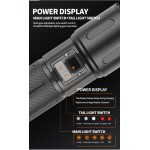 30W LED flashlight with Power Bank,Zoom in/out,with camping/warning light in the tail