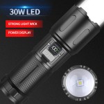 30W LED flashlight with Power Bank,Zoom in/out,with camping/warning light in the tail