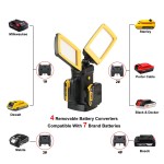 Dual  LED Work Lights compatible with 7 brands Rechargeable 18V-20V Lithium battery,AC Adaptor Available