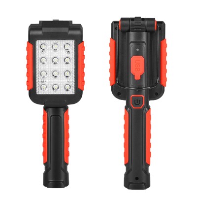 2 in 1 Foldable & Rechargeable LED Work Light with Red Warning Light with Magnetic Base  