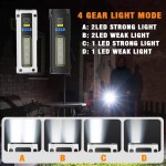 10W Dual Light Flashlight with COB side light/Camping light/Red warning light