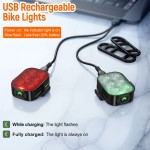 2 PACK Bicycle Light Set, USB Rechargeable Bicycle Headlight + Rechargeable Taillight
