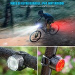 2 PACK Bicycle Light Set, USB Rechargeable Bicycle Headlight + Rechargeable Taillight