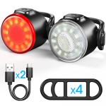 2 PACK Bicycle Light Set, USB Rechargeable Bicycle Headlight + Rechargeable Taillight