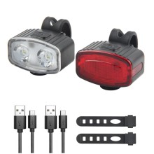 2 PACK Bicycle Light Set, USB Rechargeable Bicycle Headlight + Rechargeable Taillight