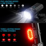 2 PACK,2000lumen Bicycle Headlight/Torch + LED Taillight,with Digital Display