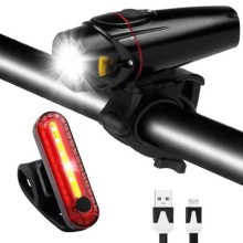 2 pack Bicycle Light Set, USB Rechargeable Bicycle Headlight & Taillight