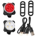 2 PACK, USB Rechargeable Bicycle Headlight + Rechargeable Taillight
