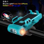 5 IN 1 Bicycle Headlight+Power Bank+Phone Holder+Alarm+Side Fog Light