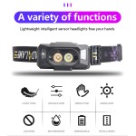 Multi-color rechargeable camping induction head lamps,with RED warning light,power bank