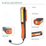 Rechargeable pocket pen work light, with 120° rotation magnetic clip 