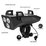 4 IN 1 Bicycle Headlight with Power Bank,Horn,Phone holder,4000mAh