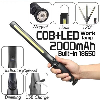 Dimmable Handheld Cordless LED Work Light, Rechargeable with Adjustable Magnetic Base
