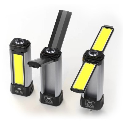 Multi-functions Telescopic Rechargeable LED Flood Light with Power Bank,Warning Light,Torch etc.