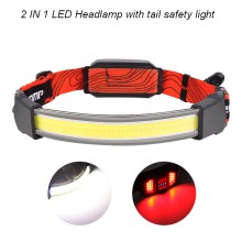 USB Rechargeable COB Camping head light with tail runing safety light,Hand free work ligt