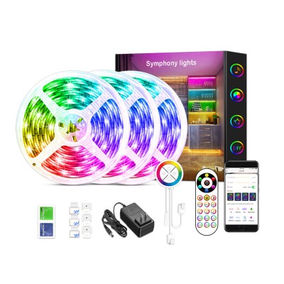 Tuya Wifi Intelligent Full Color Marquee Light Strip 5050 5m With US EU AU UK Power Supply IP65 RGB 5050 LED Strip Light