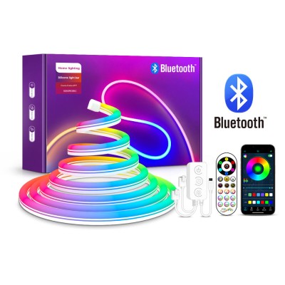 Bluetooth Mobile APP Dazzle Colour RGB 5m withRemote Music Controller 24V 72LEDs/m 5050 12V Neon LED Flexible Strips Lights