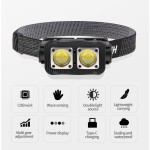 Rechargeable induction LED headlamp with red warning light