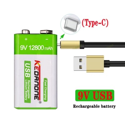 USB Rechargeable 9V 12800mAh Li-ion Battery,OEM available