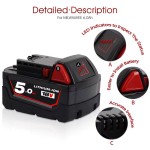 Replaceable Milwaukee Rechargeable 18V Li-ion Battery,OEM available, 5Ah,6Ah