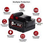 Replaceable Milwaukee Rechargeable 18V Li-ion Battery,OEM available, 5Ah,6Ah