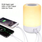 Touch Control RGB Night Light with 4 USB Output Port,with Timer