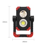 High beam-low beam adjustable work light 4*AA dry battery 800lm 10W+5W LED 360° rotation stand