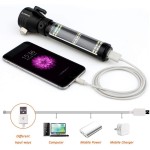 Solar flashlight + seat belt cutter + safety hammer + power bank + warning light