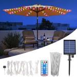 104 LEDs/ 8*Strips  Solar LED Umbrella Light, with Reomote