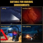 Solar Rechargeable  Spotlight,with Color Filter,Power Bank,Side Camping Light,Red&Blue Warning Light