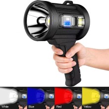 Solar Rechargeable  Spotlight,with Color Filter,Power Bank,Side Camping Light,Red&Blue Warning Light