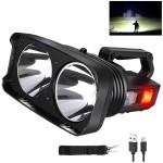 Dual Lights  Spotlight with Power Bank,Side Camping Light,Red&Blue Warning Light