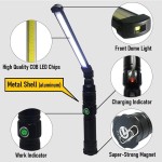 Foldable Cordless Aluminium LED work light, with magnet base, Red warning light,Torch on the top